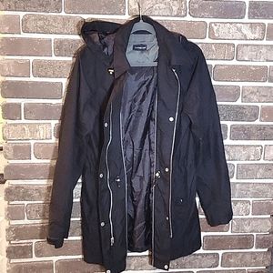 Lands End Women's Raincoat, Navy Blue, Detachable Hood,  Size S 6-8